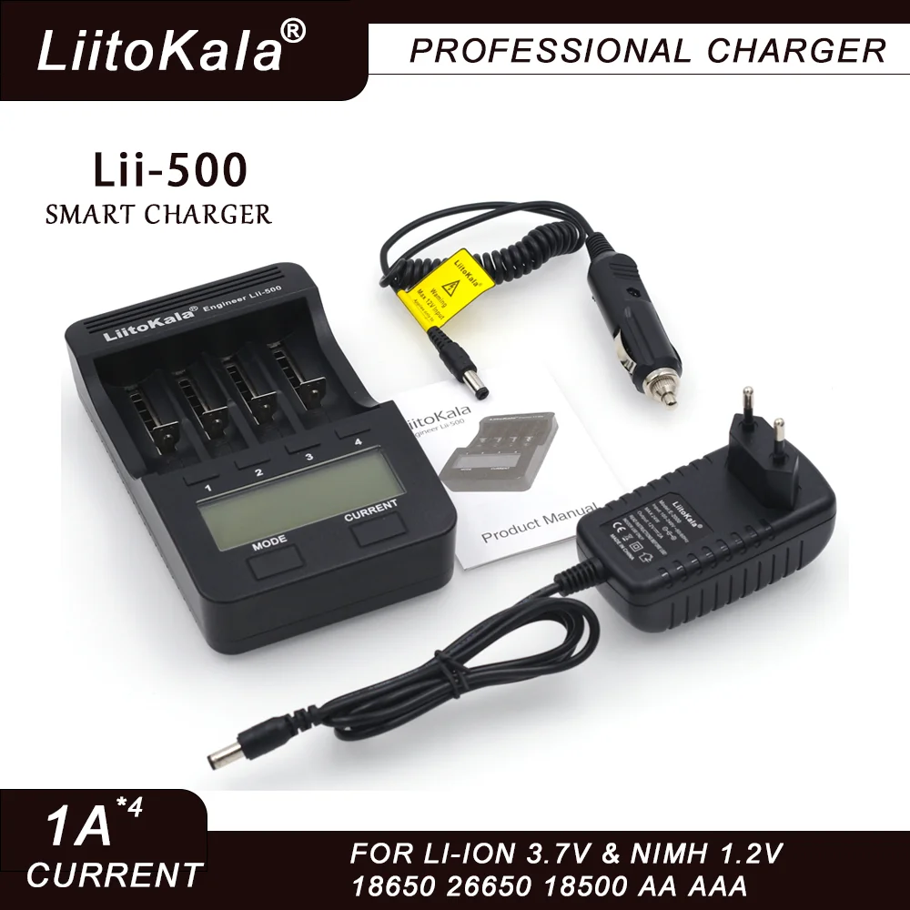 LiitoKala Lii-600 Lii-500  Battery Charger For Li-ion 3.7V  NiMH 1.2V Battery Suitable for 18650 26650 21700 26700 18350 AA AAA