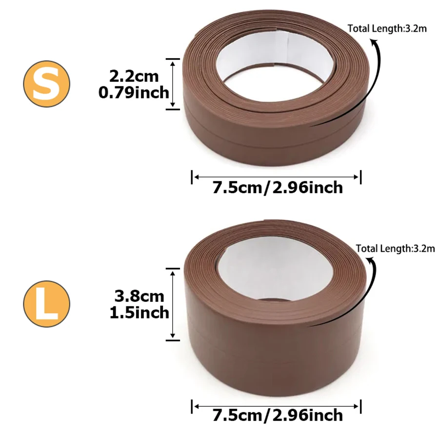 6Colors Bathroom Anti-mold Tape 3.2m 2 Sizes Available Kitchen Waterproof Sealing Tape Bathroom Toilet  Wall Corner Line Tape