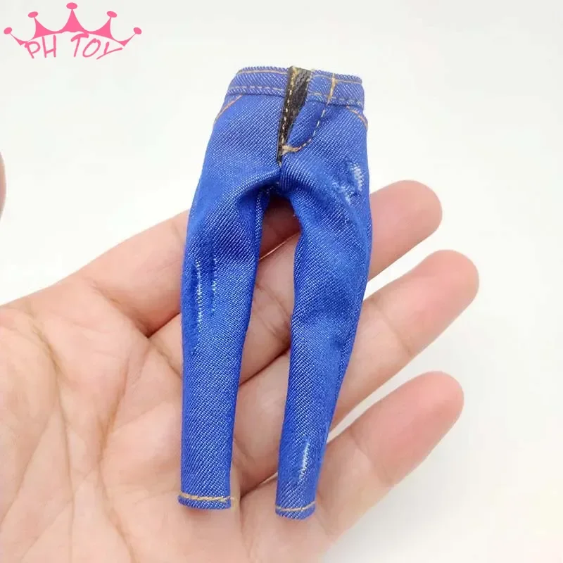 1/12 Scale Blue Ripped Jeans Denim Pants Clothes Model for 6in SHF Action Figure Doll Toys