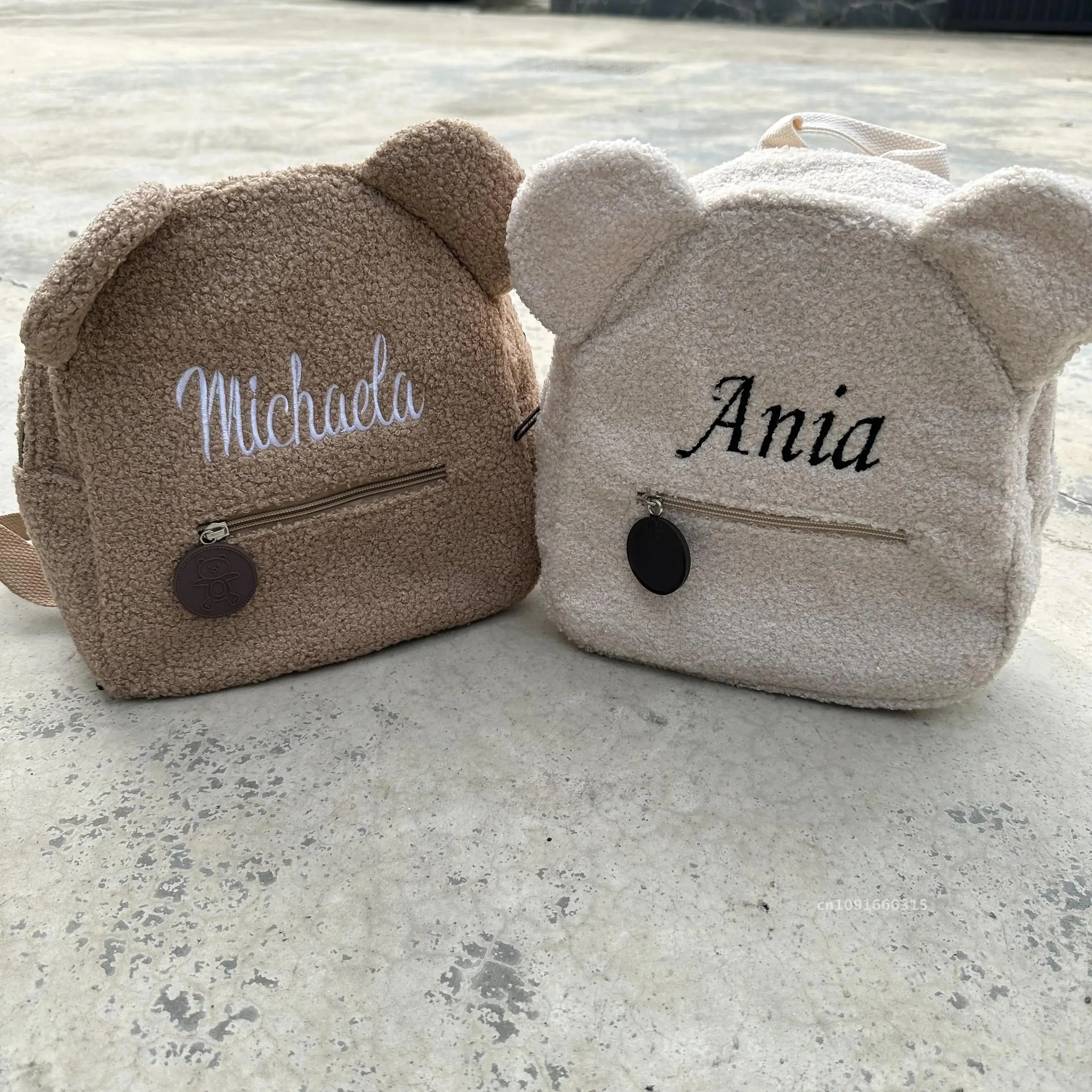 Mochila infantil bordada personalizada, bolsa leve de urso de pelúcia para crianças com nome personalizado, presente para meninos, meninas e mulheres