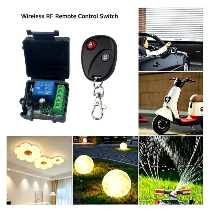 433Mhz Wireless Remote Control EV1527 Learning Code Transmitter 2 Buttons DC 12V 24V 10A RF Relay Receiver Switch 1 channel