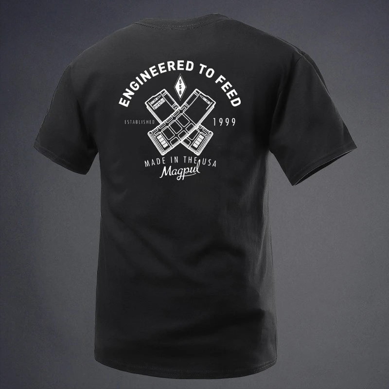 Camiseta Masculina Estilo Magpul, Projetada para Uso Diário, Camiseta Casual de Algodão com Manga Curta e Gola Redonda, Camiseta Tática com Estampa de Mag para Uso Diário