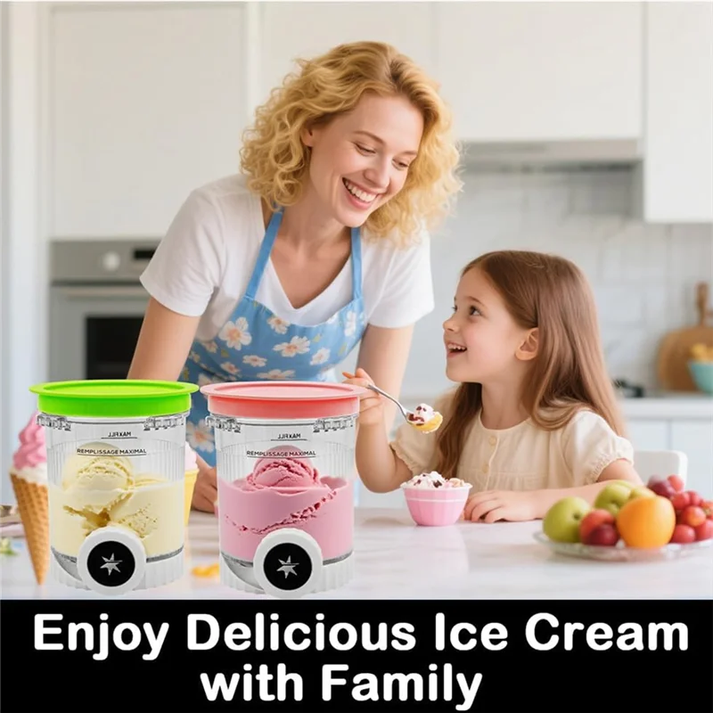 HIM-Creme Pints E Capas 4 Pacote Para Série NC700 Ninja Swirl Sorvete & Soft Serve Makers Substituição Para Creami Swirl NC701