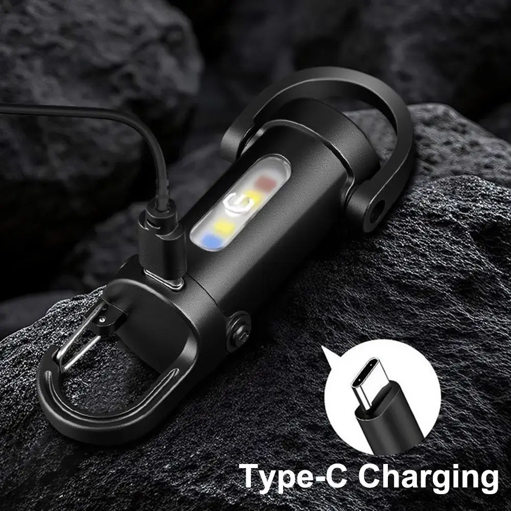 Portable Mini LED COB Flashlight USB Rechargeable with Red&Blue Light LED Torch Ultra Bright Camping Lantern Searching Hiking