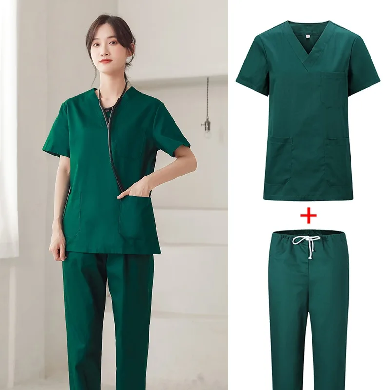 Handwaskleding Dames Katoen Operatiekamer Korte mouw Borstel Handen Orale tandheelkundige chirurgoverall