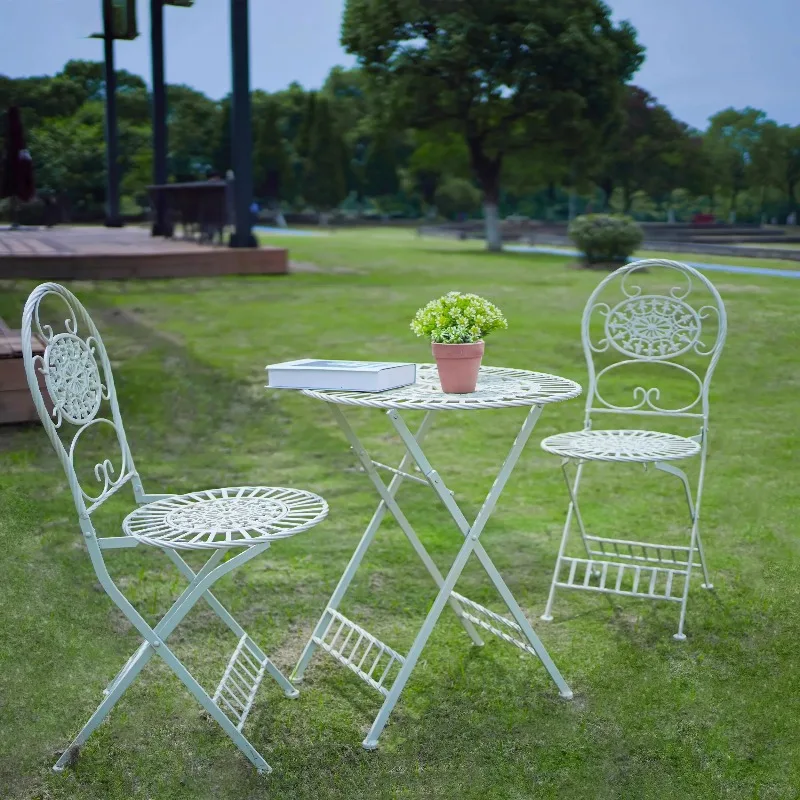 

European High-End Cast Iron Outdoor Table and Chair for Garden Balcony Courtyard Decor-Retro Foldable Design Outdoor Furniture