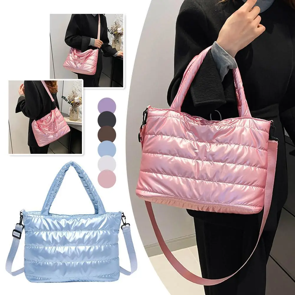 Damen-Umhängetasche aus Baumwolle mit Stickerei-Detail, Einzel-Schulter-Handtasche, Modisches Herbst-Winter-Design mit Glanzoberfläche – Detail 7