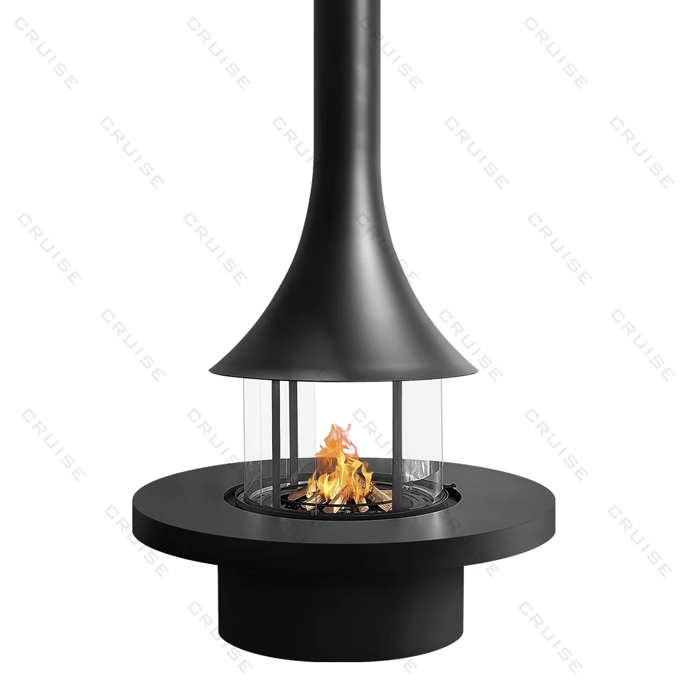 CRUISE Modern 900/1200mm Wood/Gas/Atomization/Alcohol/Electronics Suspenden Hanging Fireplace With 1000/1200/1300/1500 Table