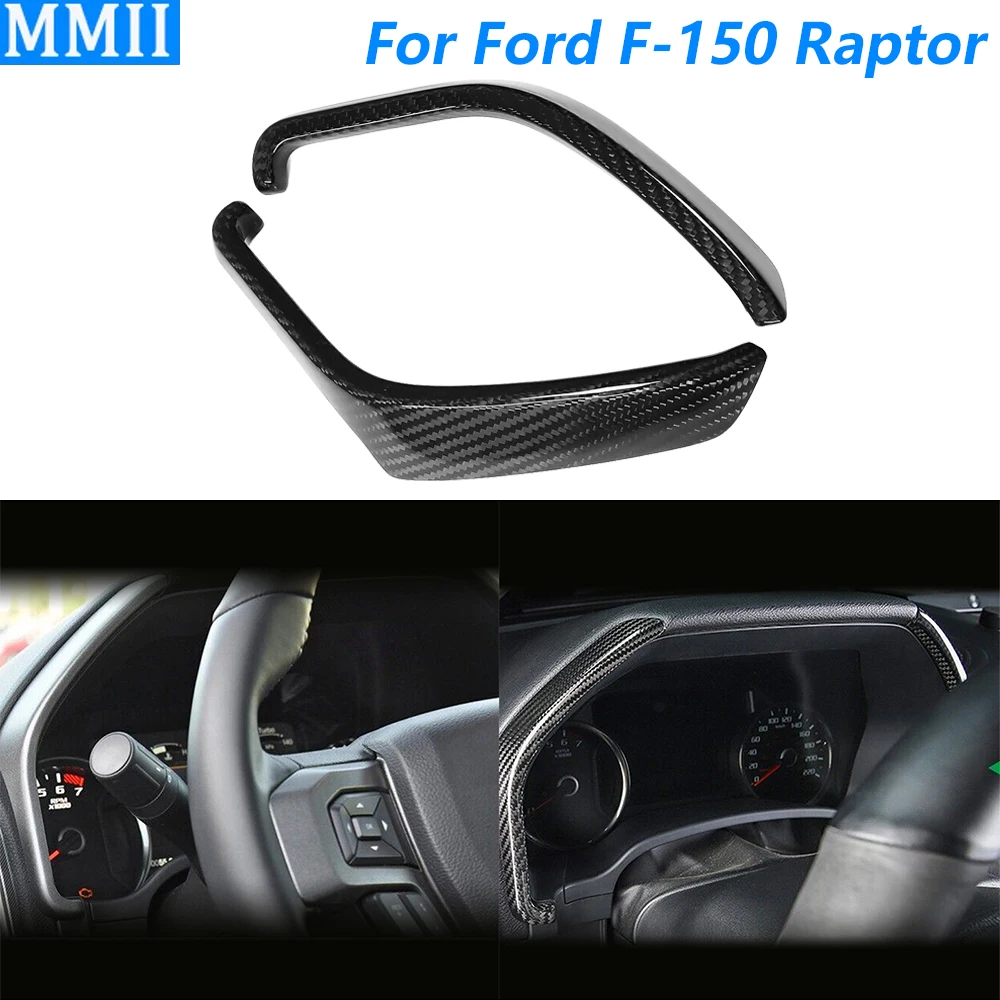 For Ford F-150 Raptor 2015-2020 Real Dry Carbon Fiber Dashboard Speedometer Panel Decorative Cover Car Modification Accessories