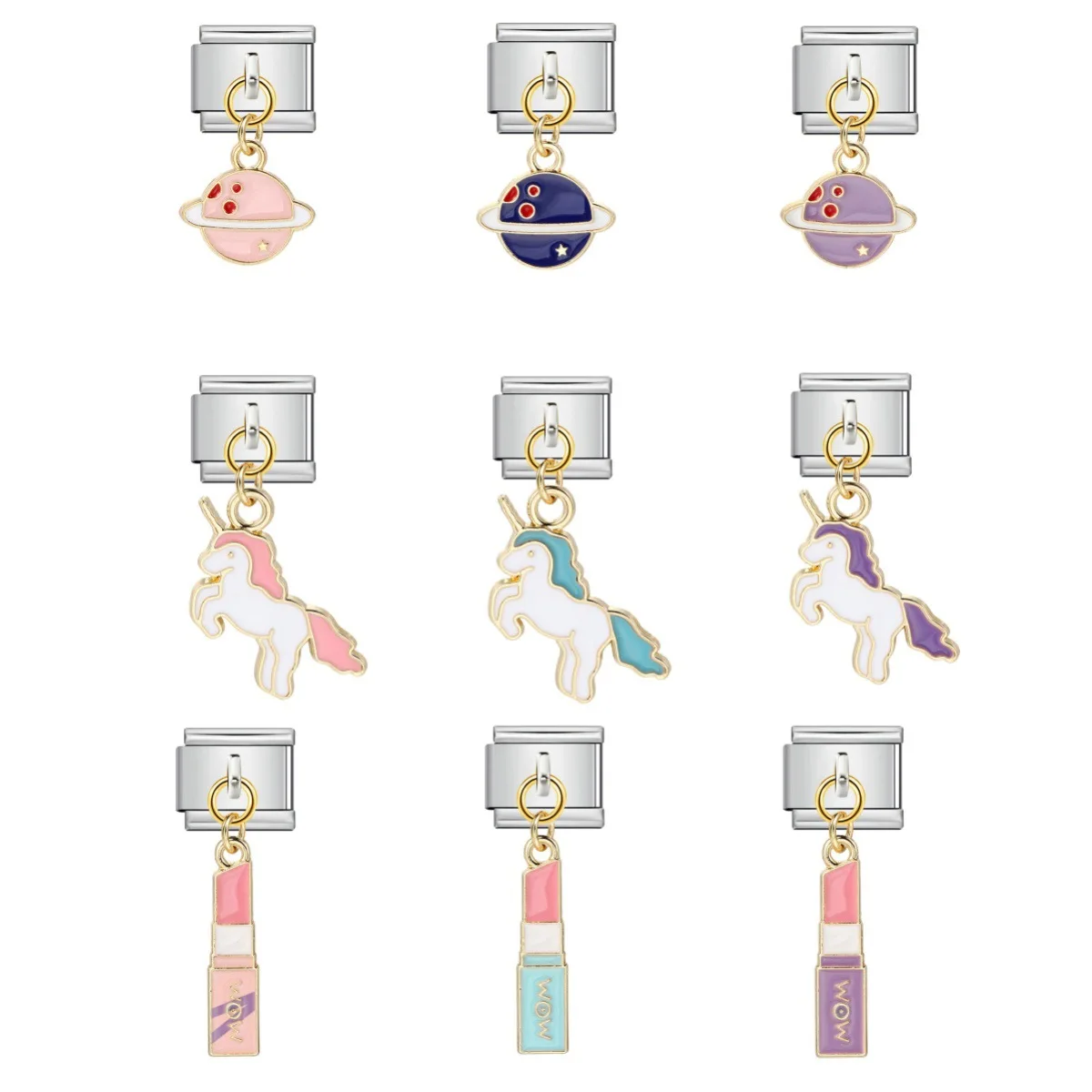 Cute Pendant Italian Modular Bracelet Titanium Steel DIY Stretch Free Splicing Strap Chain