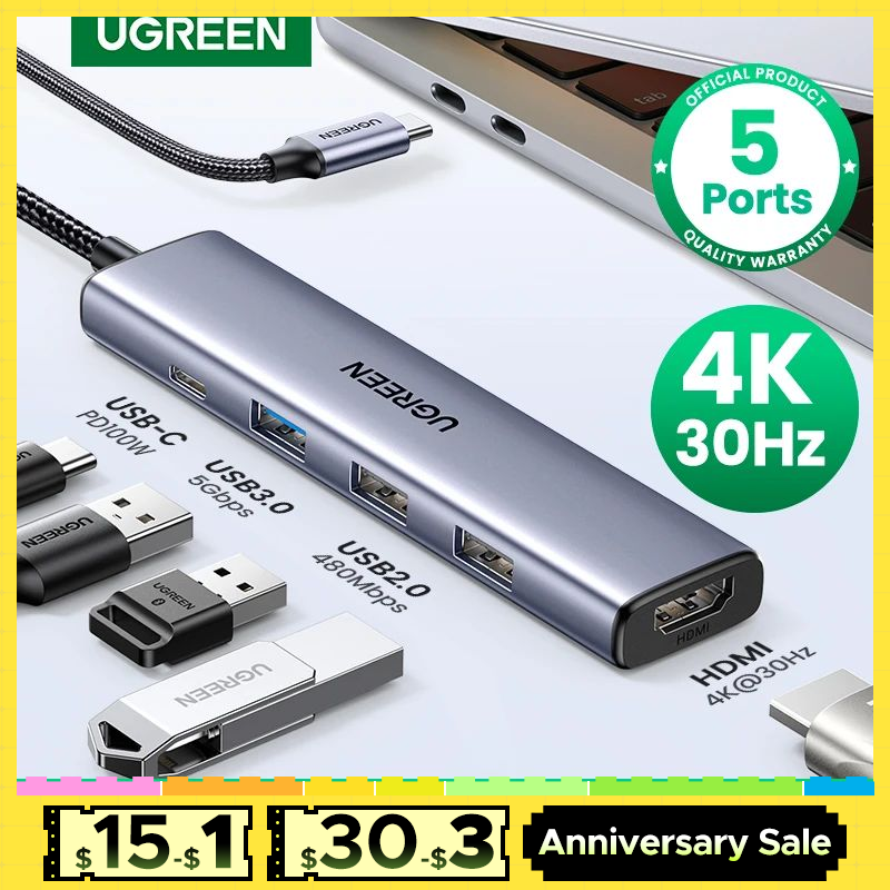 UGREEN USB C HUB Type C 3.1 to HDMI 4K SD TF PD 100W Adapter For Macbook iPad Pro Air M2 M1 PC Accessories 5Gbps USB C 3.0 HUB 
