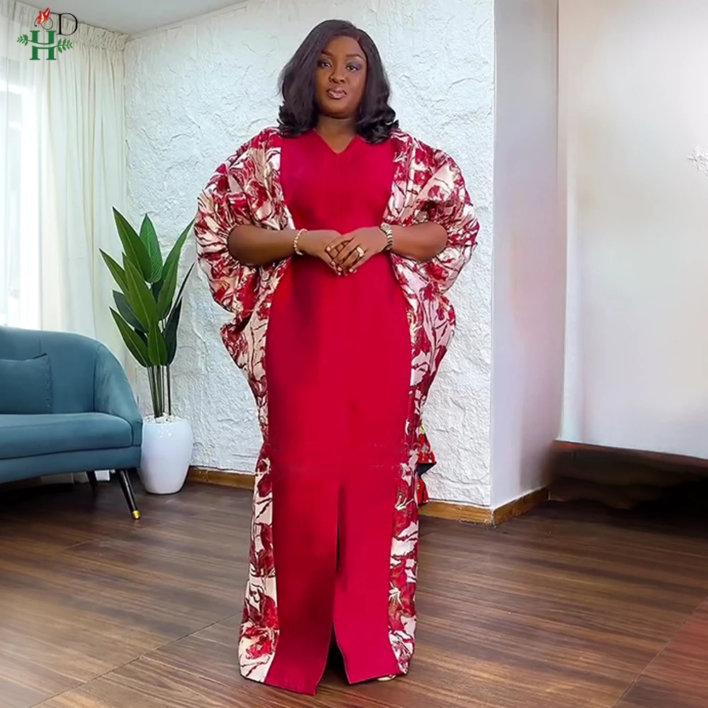 

African Dress For Women Fashion Elegant Clothing Plus Size Bright Color Summer Prited Wedding Party Kaftan 2025 New Muslim Robe