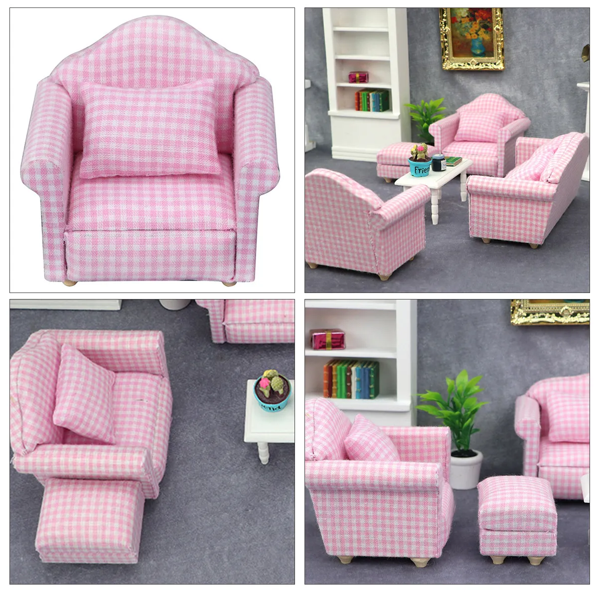 

1Set Mini Sofa House Pillow Miniature Couch Decor Miniature Furniture Scene Decoration Portable House Sofa