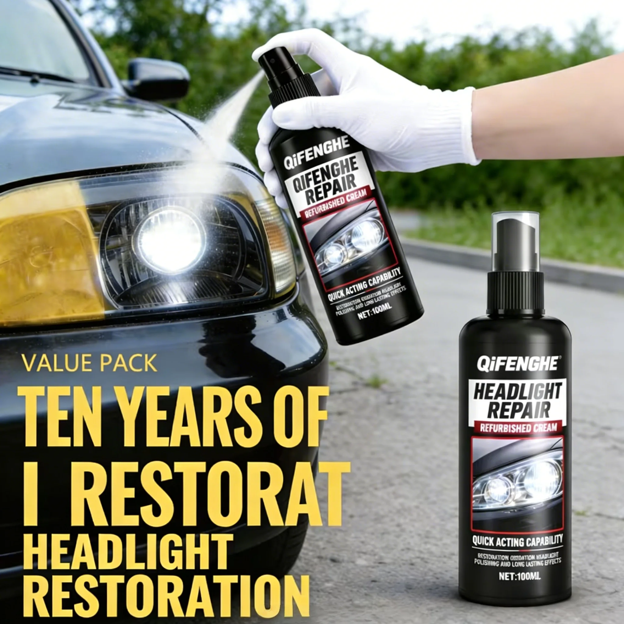 Professional Car Headlight Restoration Kit, Remove Oxidation & Haze, Restore Clarity