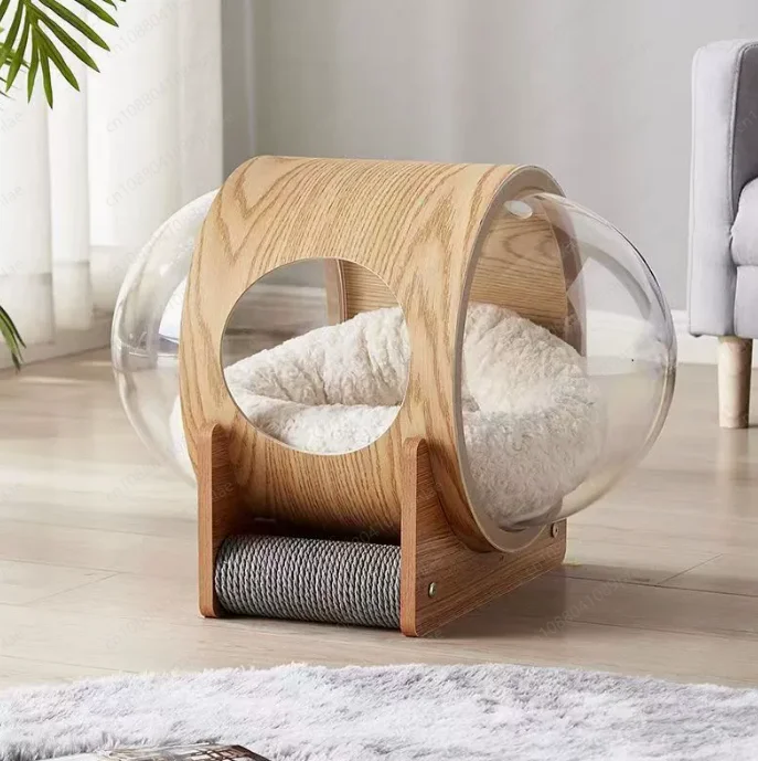 Space Capsule Cat Nest Solid Wood All-season Universal Warm Model Closed Cat Delivery Room Nest