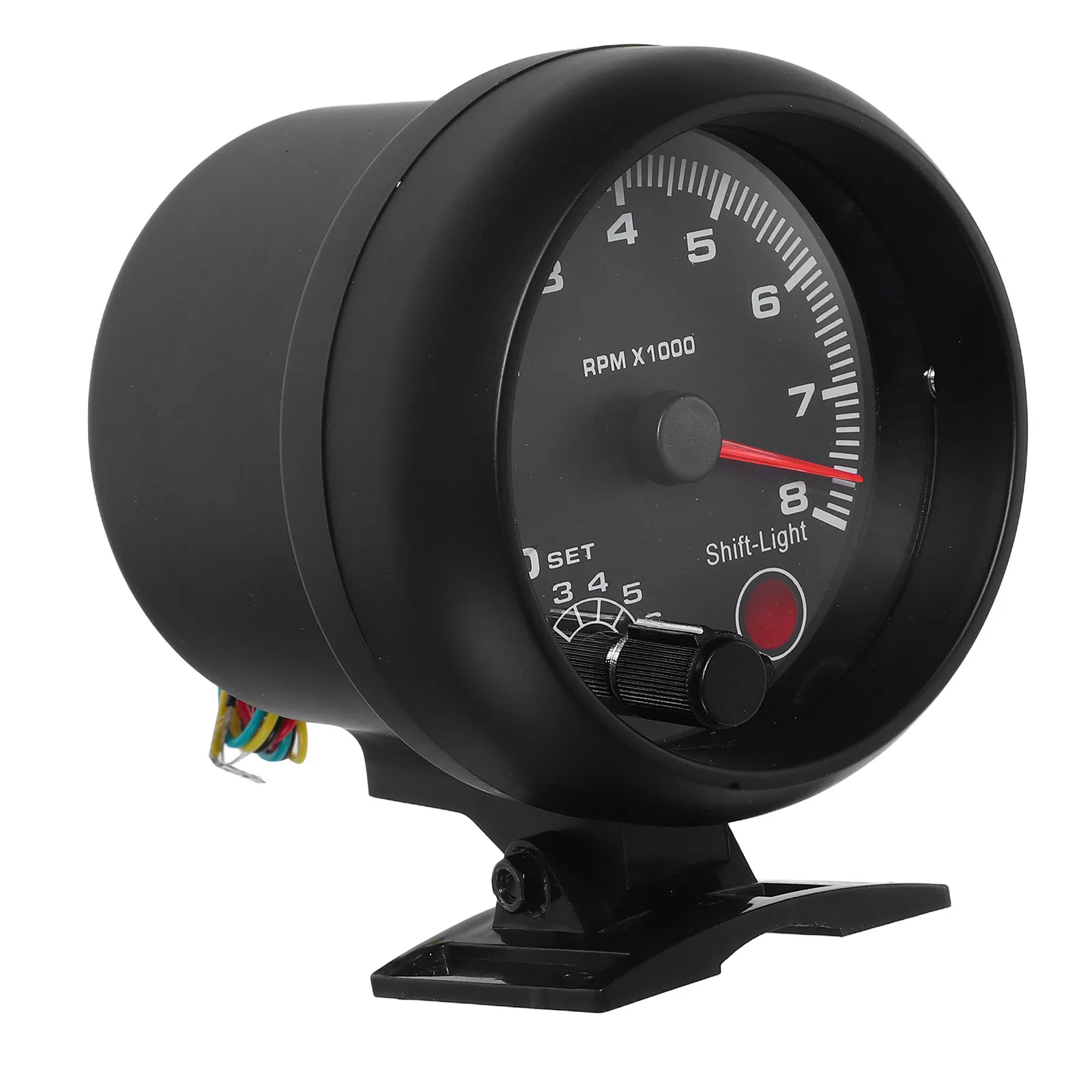3.75 Inch Car Tachometer Universal Engine Gauge for Automobiles Compatible with 4 6 8 Cylinders White Backlight Alarm