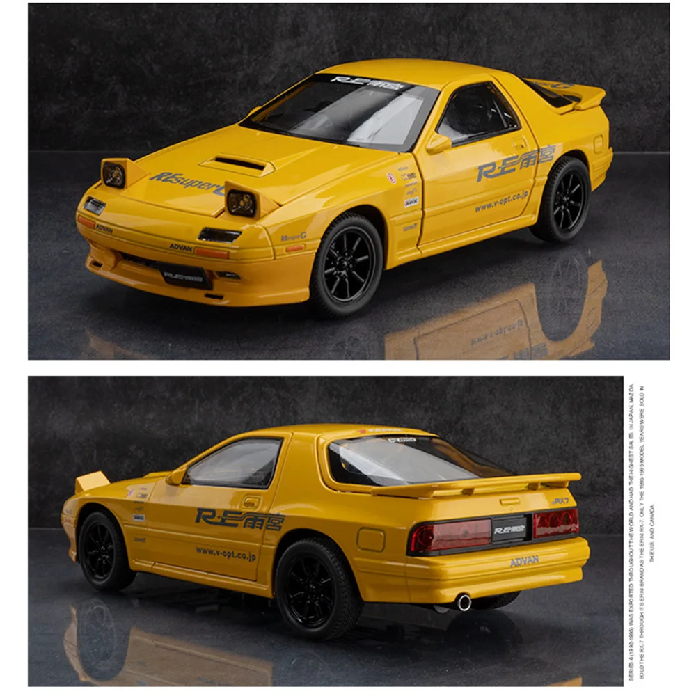 1:24 RX7-FC Mitsubishi EVO9 juguetes de aleación modelos de coches fundido a presión con luz de sonido extraíble modelo vehículo en miniatura para regalos de niños