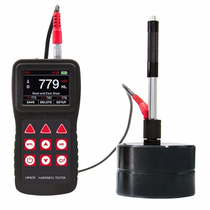 Durómetro portátil MH600 con 6 dispositivos de impacto, IP65, para metal, 170~960HLD, en chino e inglés, con maleta