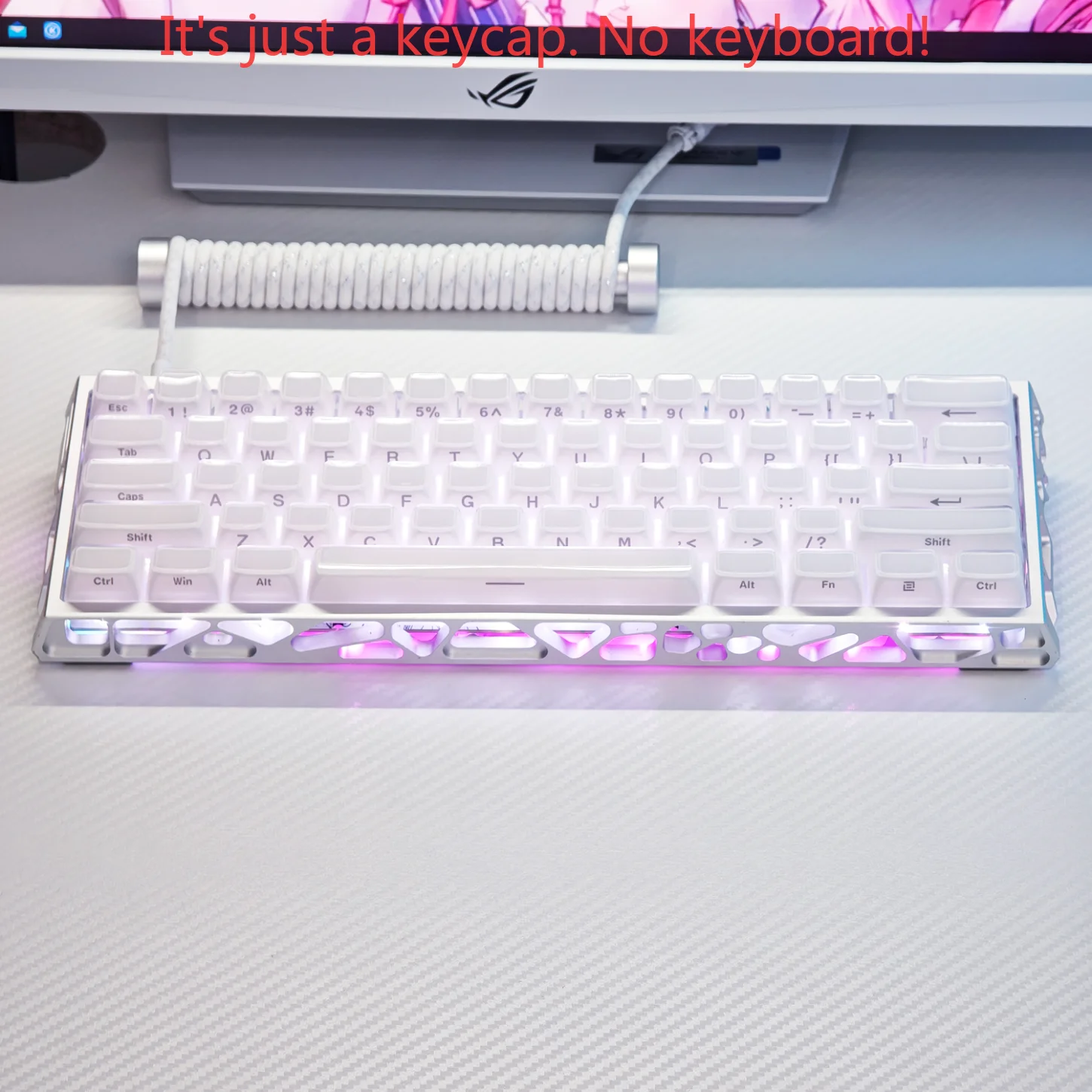 Crystal Keycaps, Pure White Side Engraved Opaque OEM Keycaps PBT 136 Keys, Customized for 60/84/98/108 Mechanical Keyboards