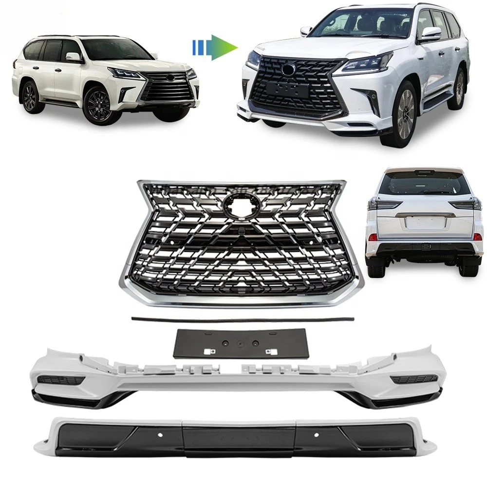 

2021 LX570 Body Kit Sport Plus Kuro Style White& Black Edition lx Body Kit Grille Bumper Front