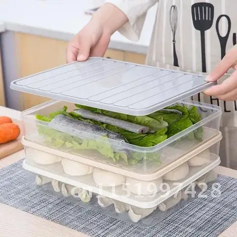 2021 New Stackable Food Saver Box Freezer Storage Container with Lid Single-layer Square Plastic Sealed Transparent Box