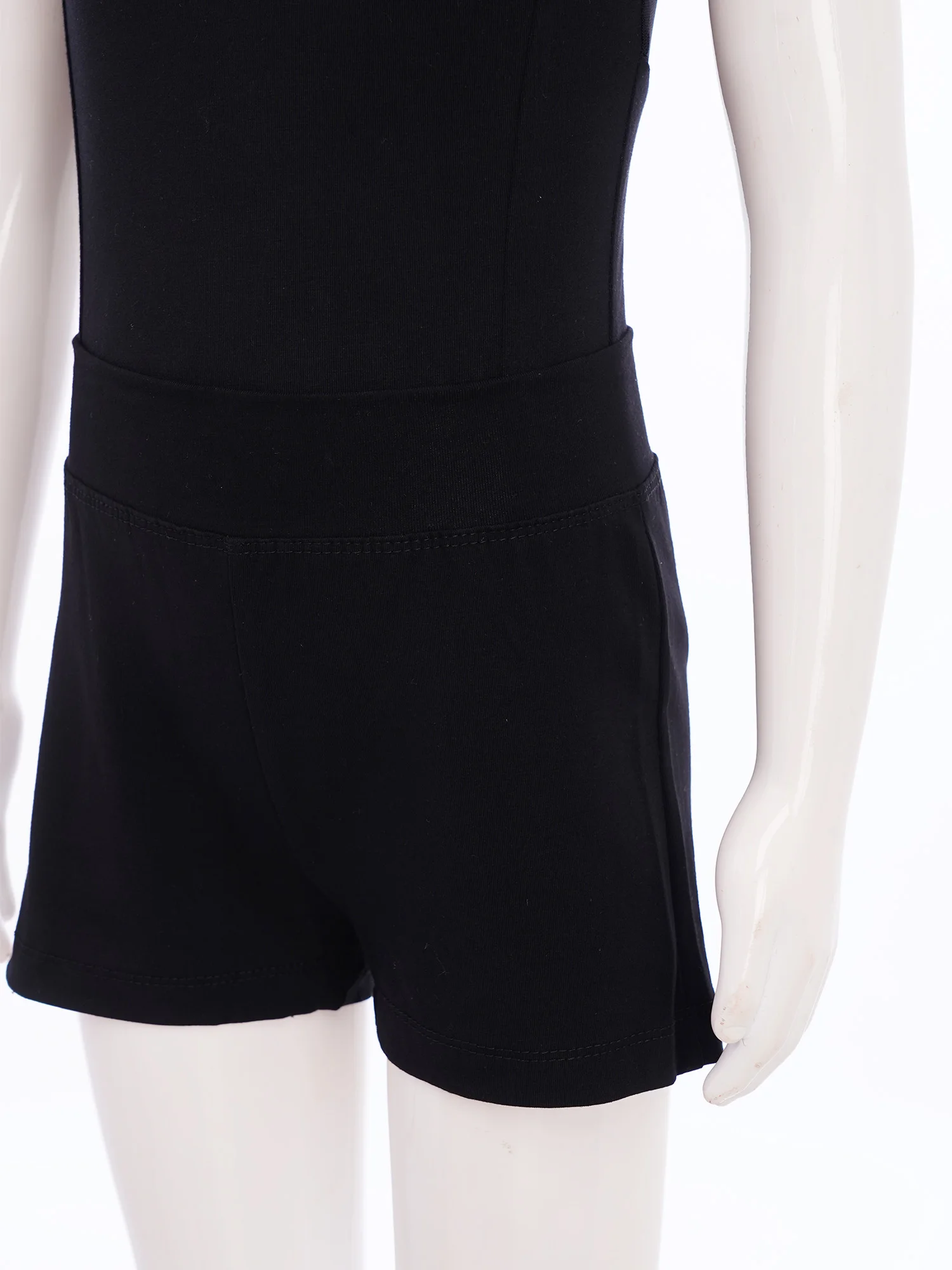 Kinder Mädchen Gymnastik Ballett Tanz Trikot Outfit ärmellos rückenfrei verstellbare Spaghettiträger gerafftes Trikot mit Shorts