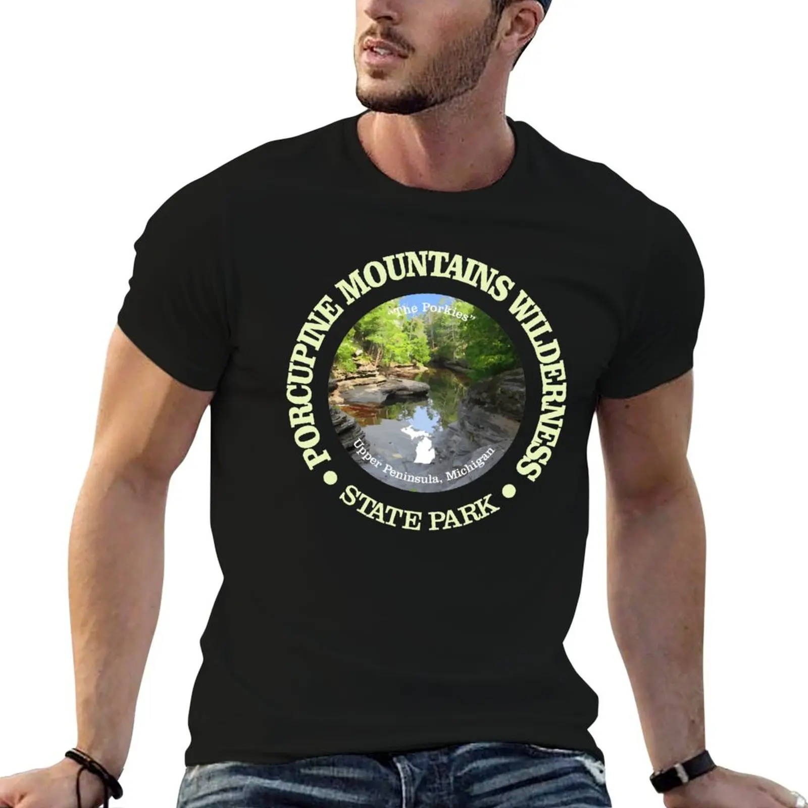 Porcupine Mountains Wilderness SP (WA) T-Shirt Sports Casual Short Sleeve Cotton Tee