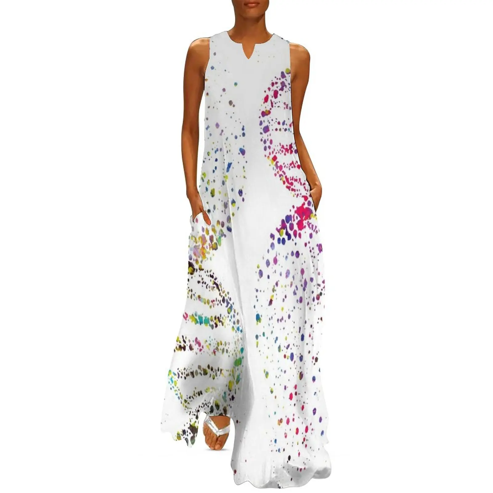 DNA, Watercolor Art,Dna double helix genetic Long Dress women evening dress Elegant gown Dress