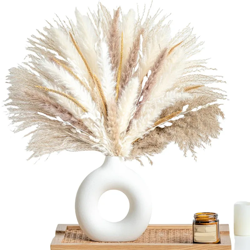 

350PCS Natural Dried Pampas Grass Boho Bouquet Phragmites Dried Flowers Bouquet for Wedding Floral Arrangements Decor(5 Sets)
