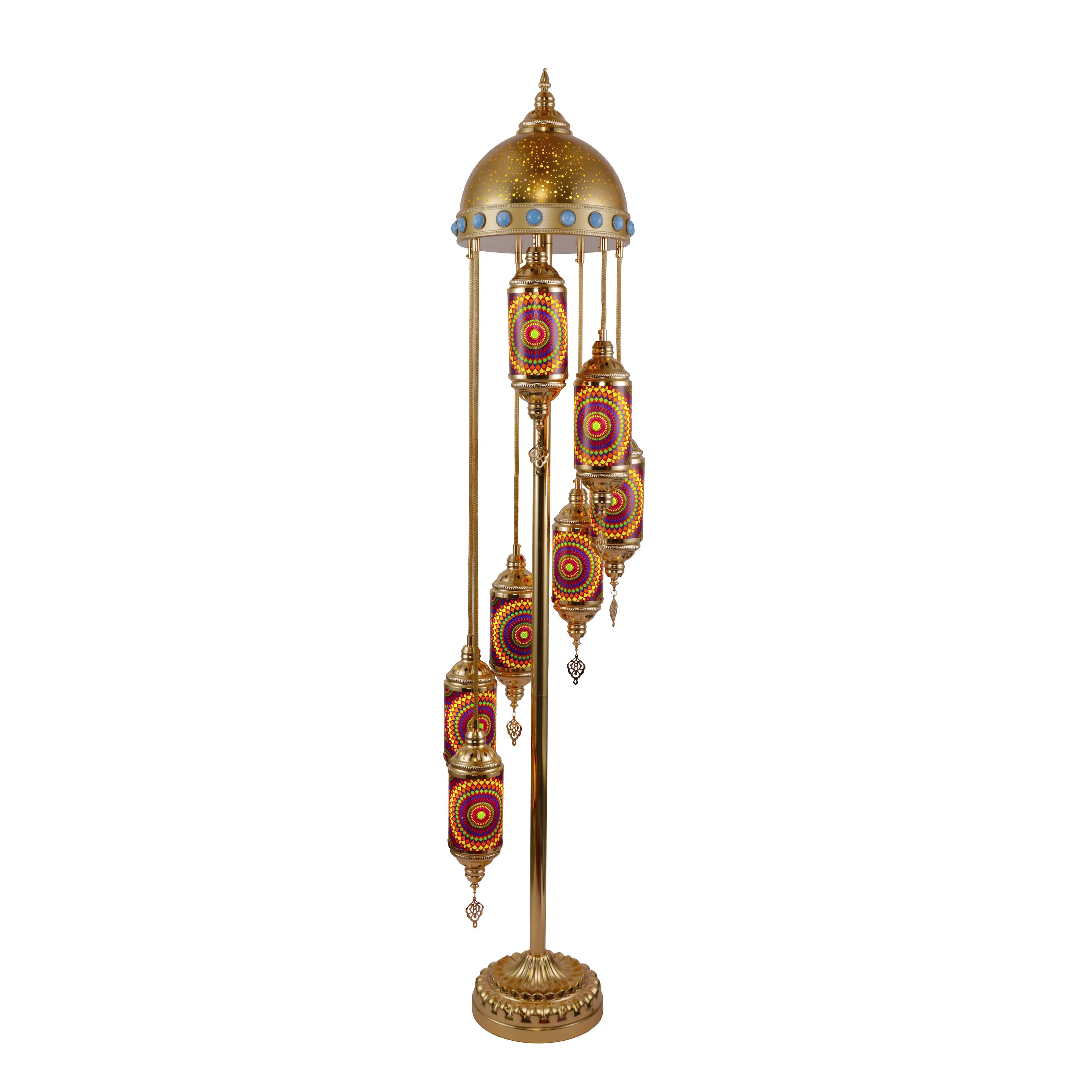 Turkish Style Handmade Mosaic Floor Lamp with Fluorescent Light Source New Design French Gold