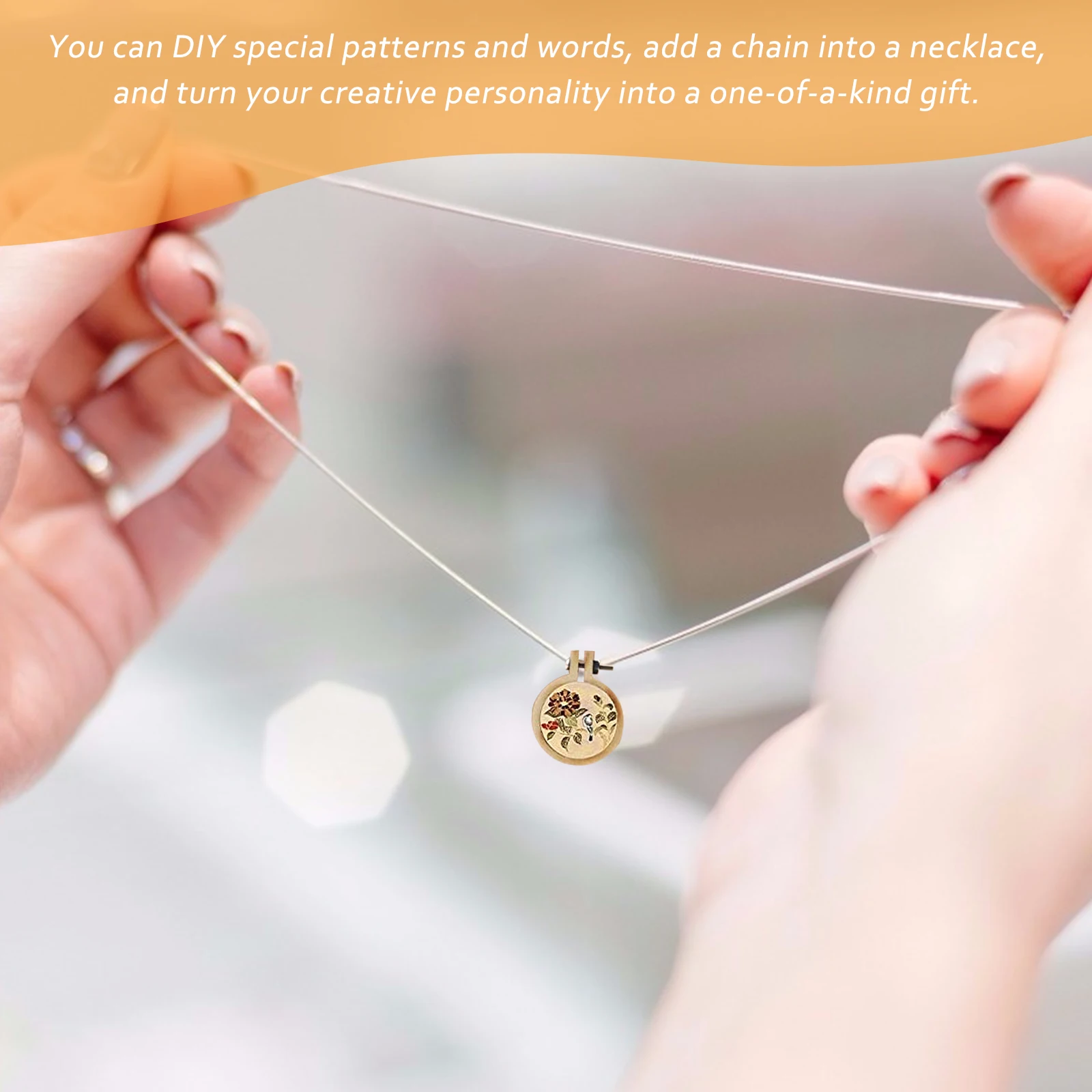 

Mini Embroidery Pendants 20 Sets Wooden Hoop DIY Jewelry Making Findings Cross Stitch Kits Decorations Accessories