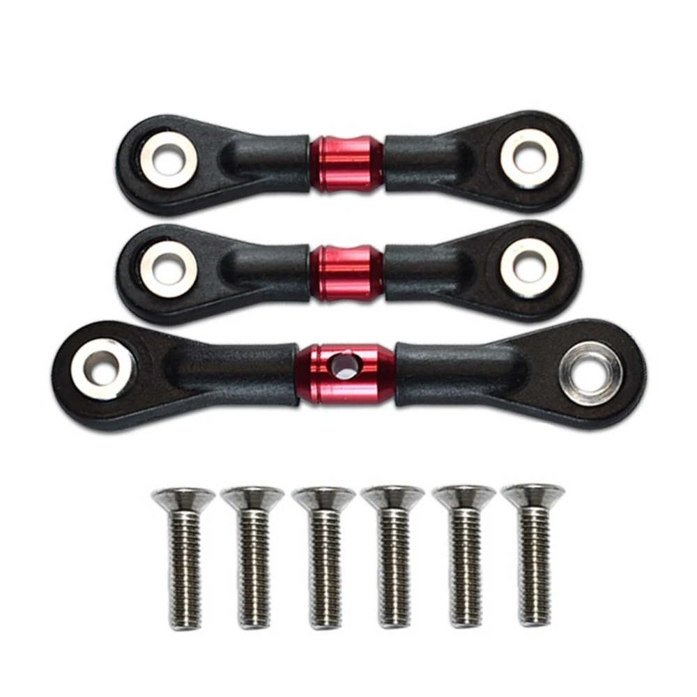 3Pcs Steering Link Rod Servo Rod for Tamiya TT-02 TT-02T TT02 TT02T 1/10 RC Car Upgrade Parts Accessories,Red