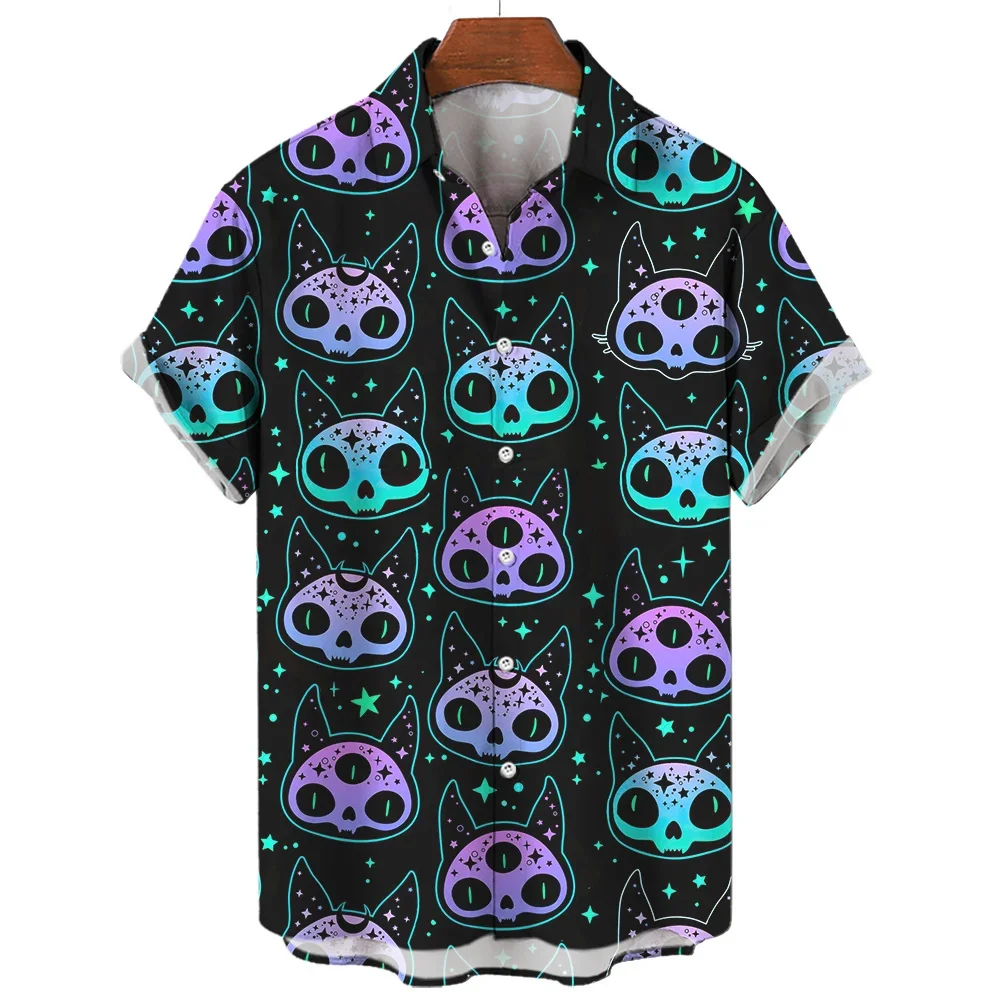 2022 Demonic Horror 3D Printed Hawaiian Shirt Men\'s Loose Breathable Men\'s Shirt Summer Men\'s Short Sleeve