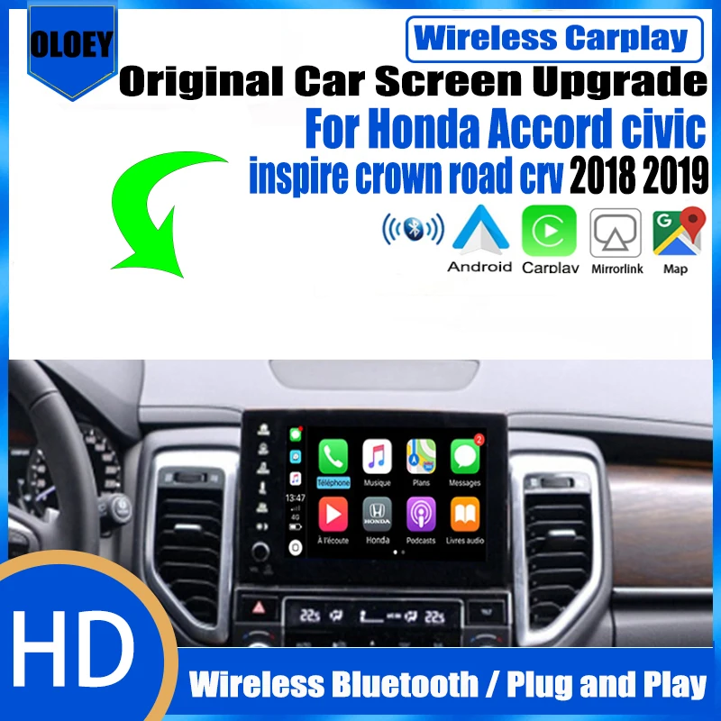 Wireless Apple CarPlay Android Auto interface Adapter Reverse Camera For Honda Accord civic inspire crown road crv 2018 2019