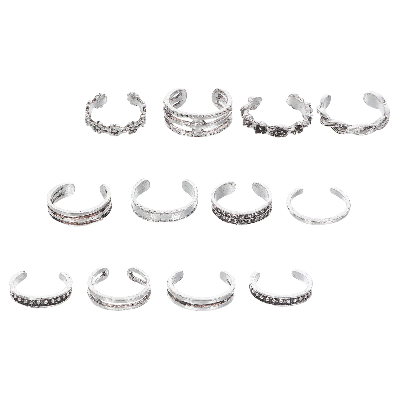 12 Buah Set Cincin Jari Kaki Vintage yang Dapat Disesuaikan Perhiasan Kaki Wanita Hadiah Musim Panas yang Sempurna Cincin Jari Kaki yang Chic Perhiasan Kaki