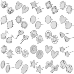 5Pairs/10Pcs Bases Stud Earrings Stainless Steel for DIY Jewelry Making Stainless Steel Earrings Setting Tray Blanks Accessories