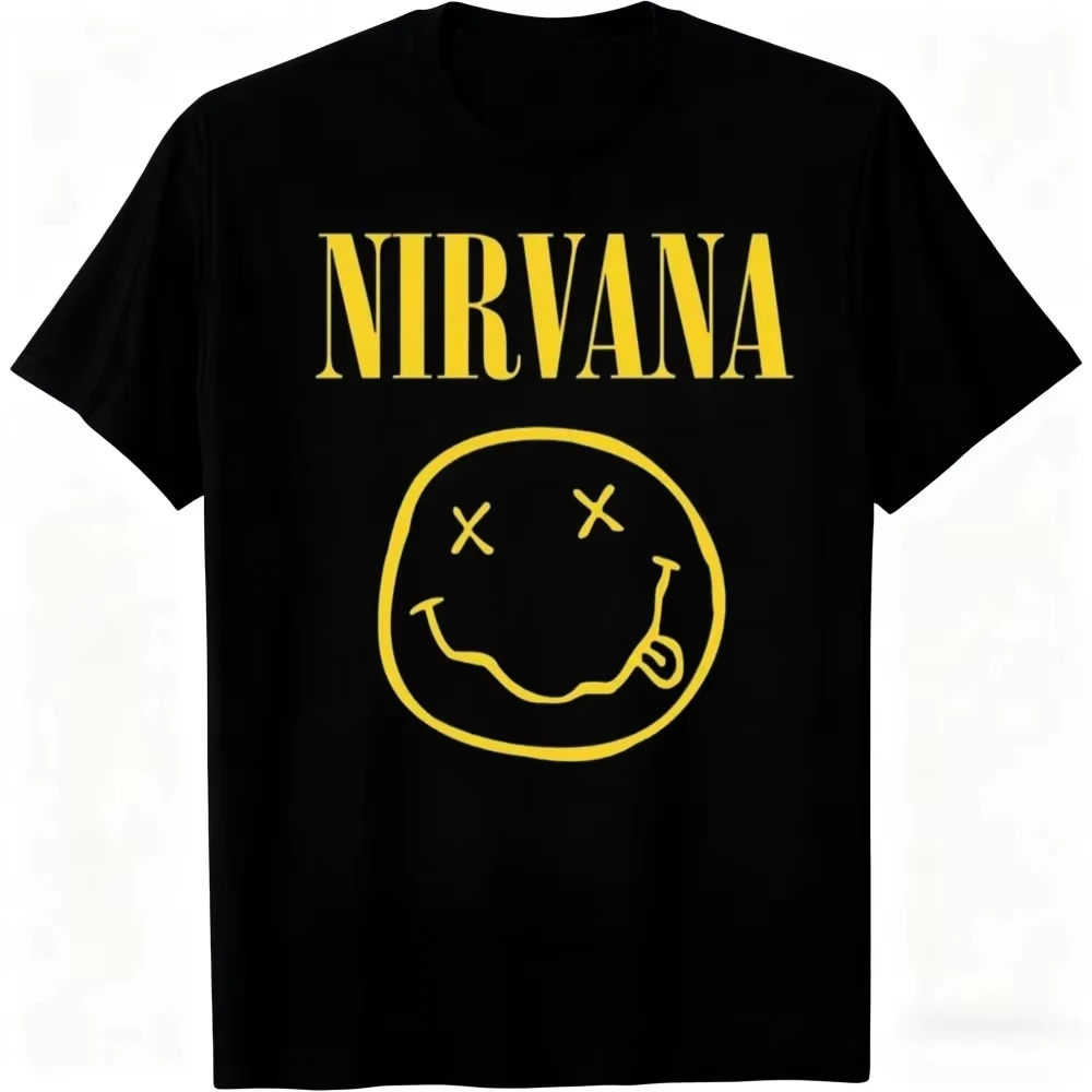Heißes neues Nirvana Rock Band T-Shirt im Hip-Hop-Stil – Oversized Y2K Tee für Herren und Damen, lässige, lockere Outdoor-Streetwear, Unisex-Kleidung