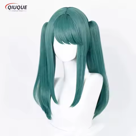 A888Anime Vampire Miku Cosplay Wig Long Green Double Ponytails Heat Resistant Hair Party Wigs + Wig CapB666@！