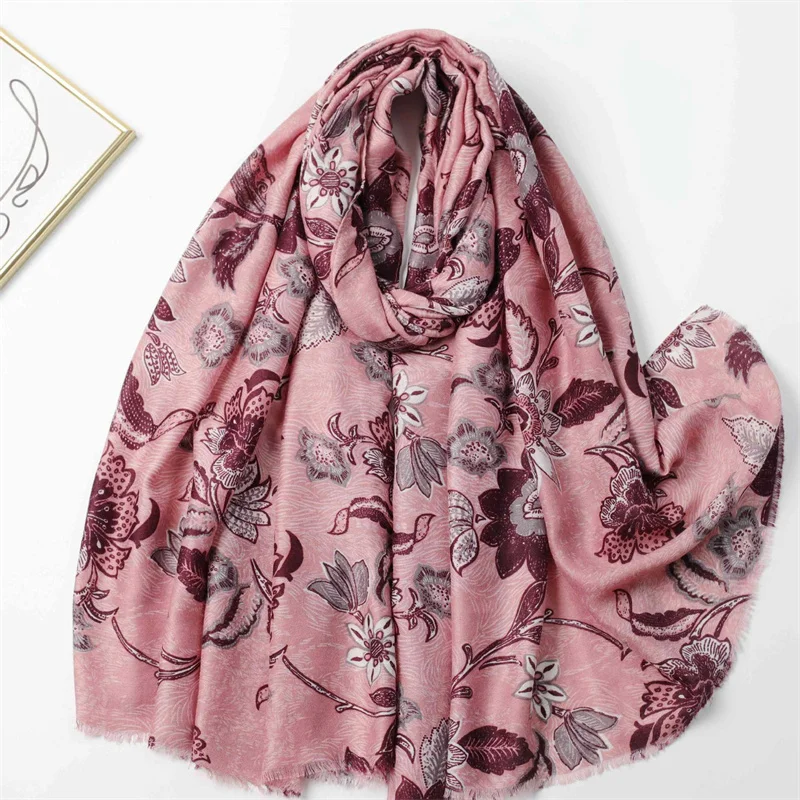 Winter Dicke Viskose Schal Vintage Floral Fransen Baumwolle Schals Und Wraps Pashmina Stola Bufandas Moslemisches Hijab Sjaal 180*90 cm