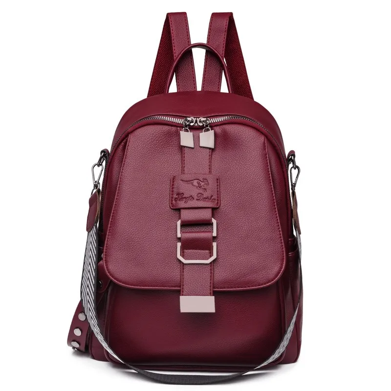 Women Soft PU Leather Backpack For Teenage Girls Casual Shoulder Schoolbag Female Large Sac Travel Ladies Bagpack