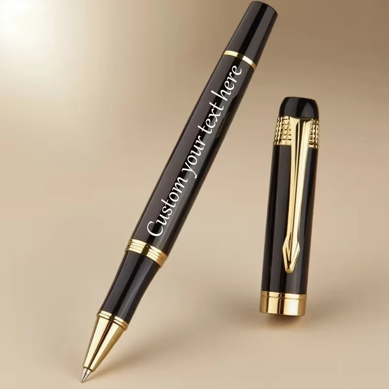 2Pcs/5Pcs/10Pcs Personalized Custom Text Business Ballpoint Pens with Laser Engraving of Name and Date, Black Metal Gel Pens, Business Gift Pens, Laser Logo Office Signature Pens, Promotional Ballpoint Pens, Metal Busi