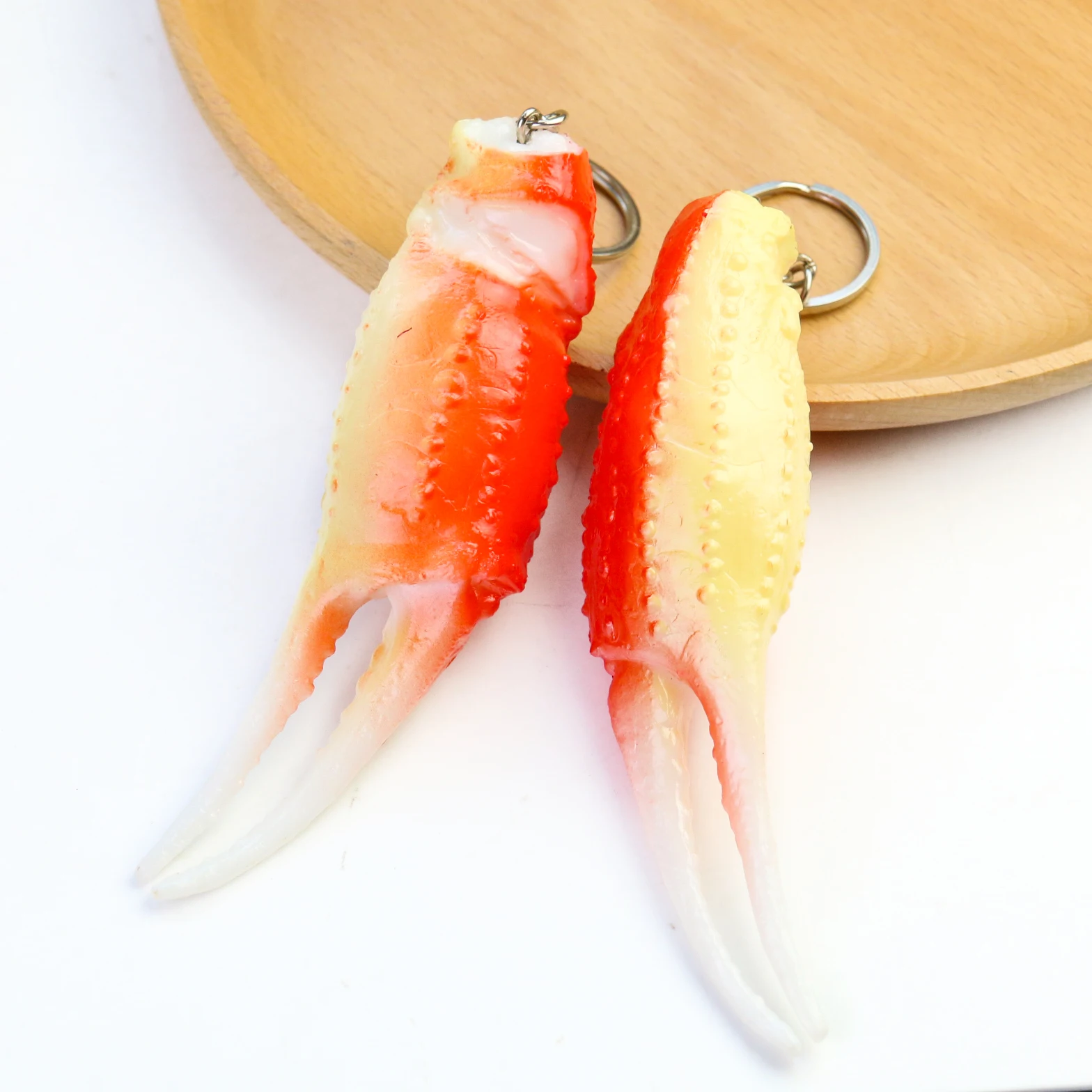 Funny Sea Food Shrimp Crab Leg Keychain Pendant Children Toy Crab Claws Keyring Decor Ornament Display Resturant Gift