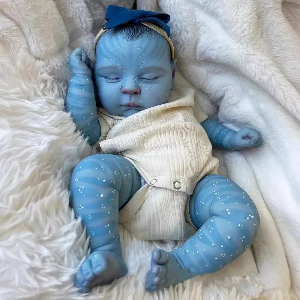 NPK Peaches 19inch Cloth Newborn Baby Doll Ward Reborn Baby Size Real Picture Handmade 3D Skin Rooted Hair Visible Veins