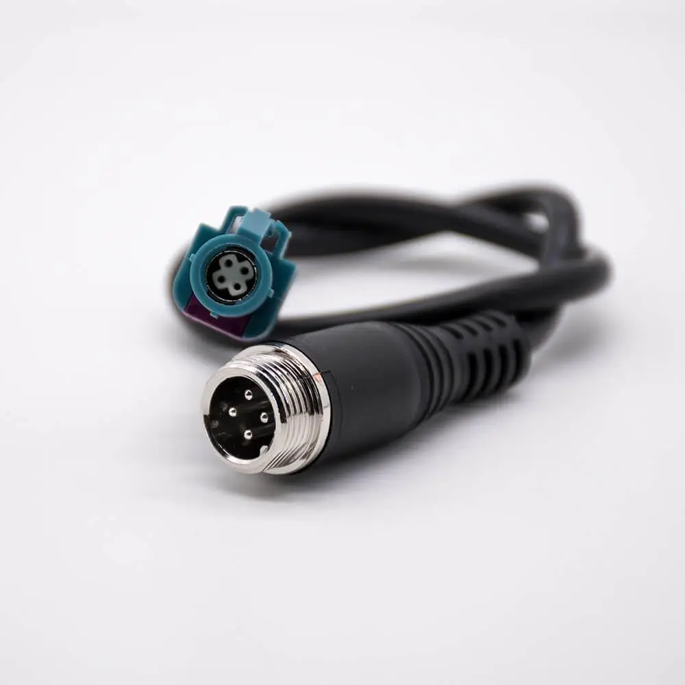 4 Pin HSD Female to GX12 Male Aviation Plug Extension Cable, Shielded Wire Harness for LED, DC Power, CCTV Camera