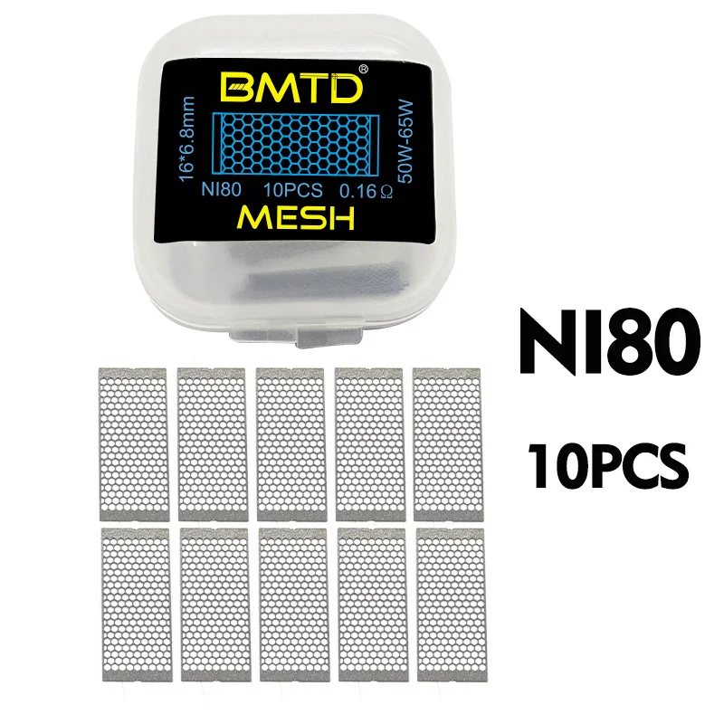10boxes BMTD PreBuilt Coils A1 NI80 0.13ohm Mesh Coil Meshwork Wire for Hellvape Kylin M PRO  RTA Wotofo Profile RDA RDTA Tank
