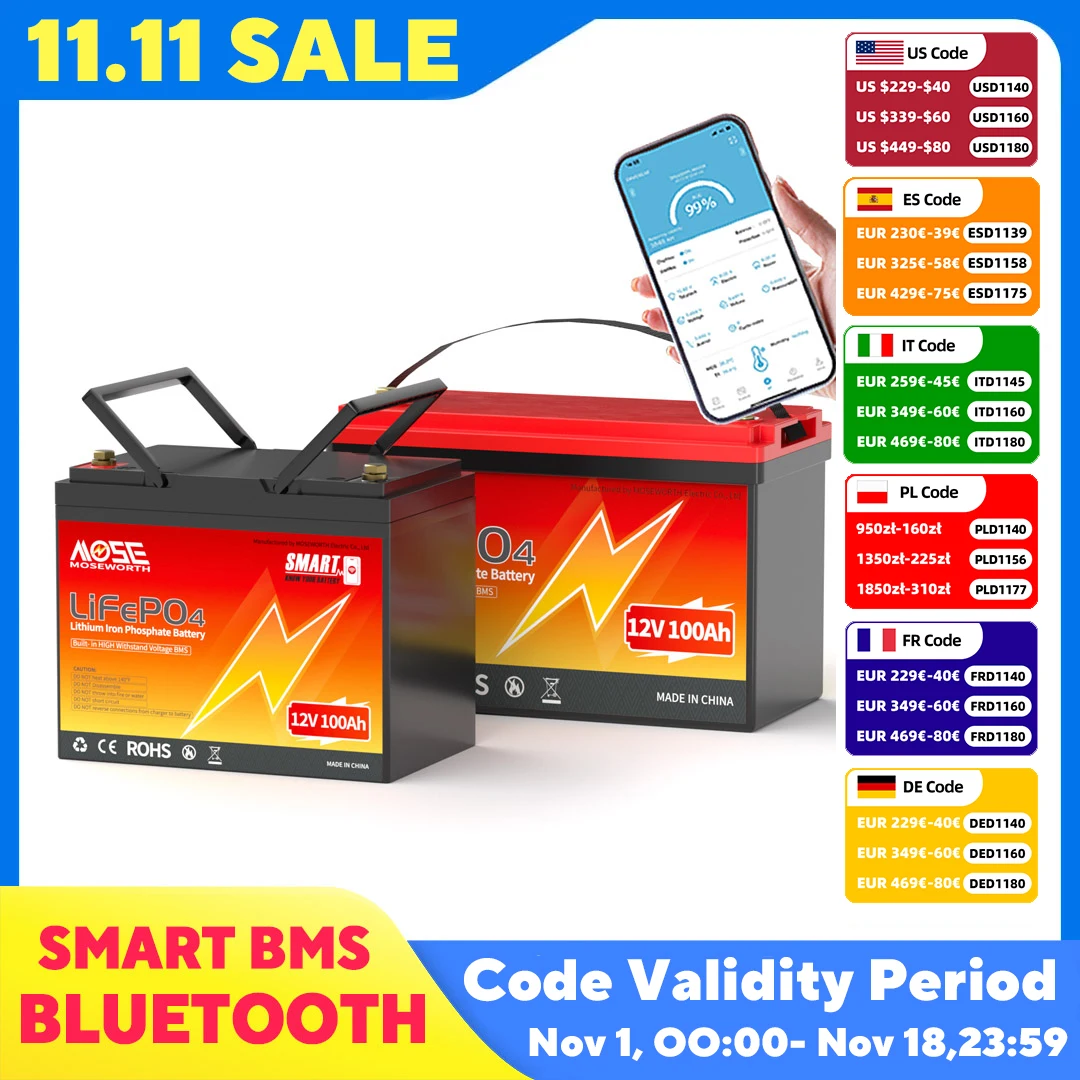 12V 100Ah Lifepo4 Bluetooth Bms - Mesuworth lifepo4 12v 100ah bateria de