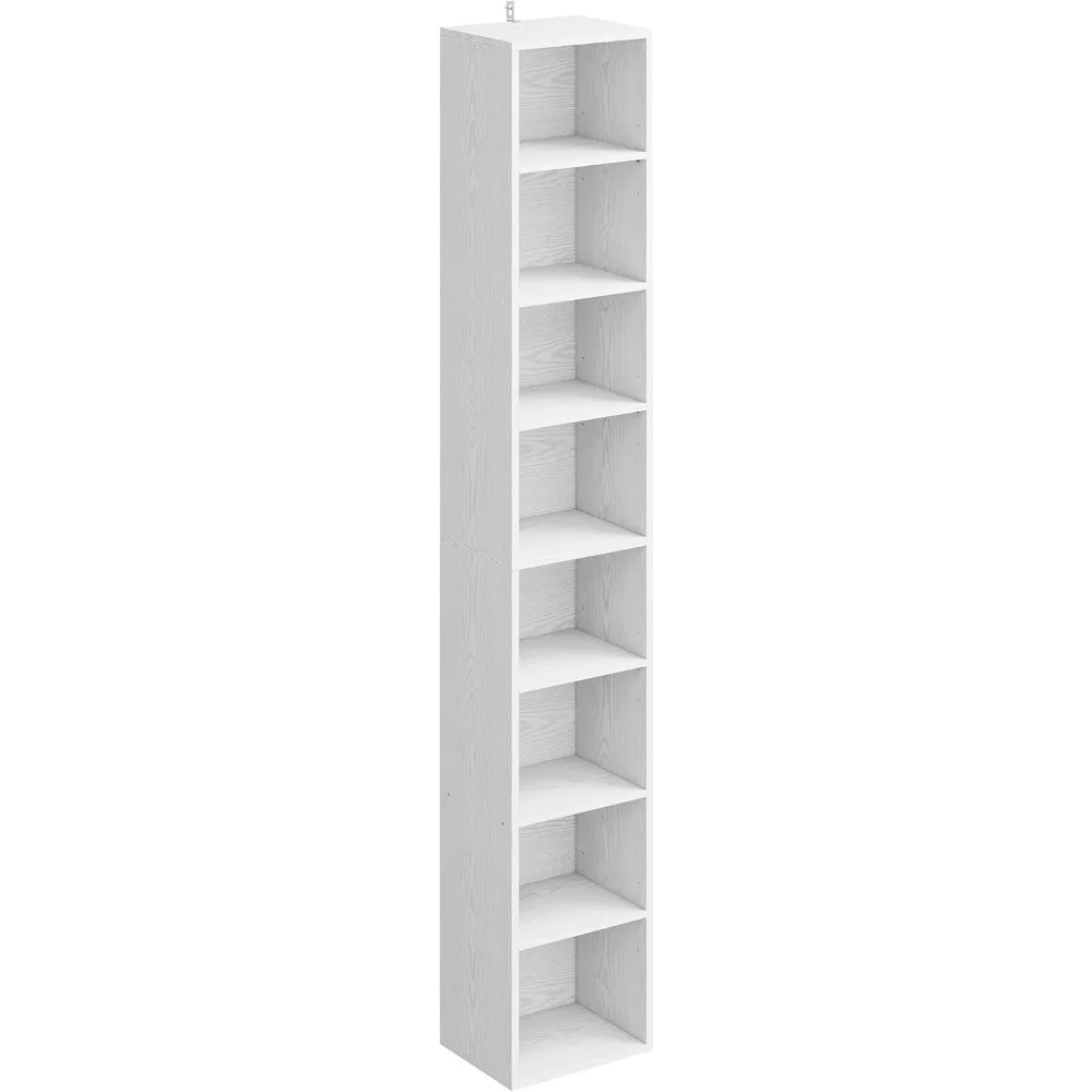 

IRONCK Tall Narrow Bookshelf 8 Tiers, Compact Corner Bookcase, Easy to Match for Living Room, Office, Study, Bedroom, White