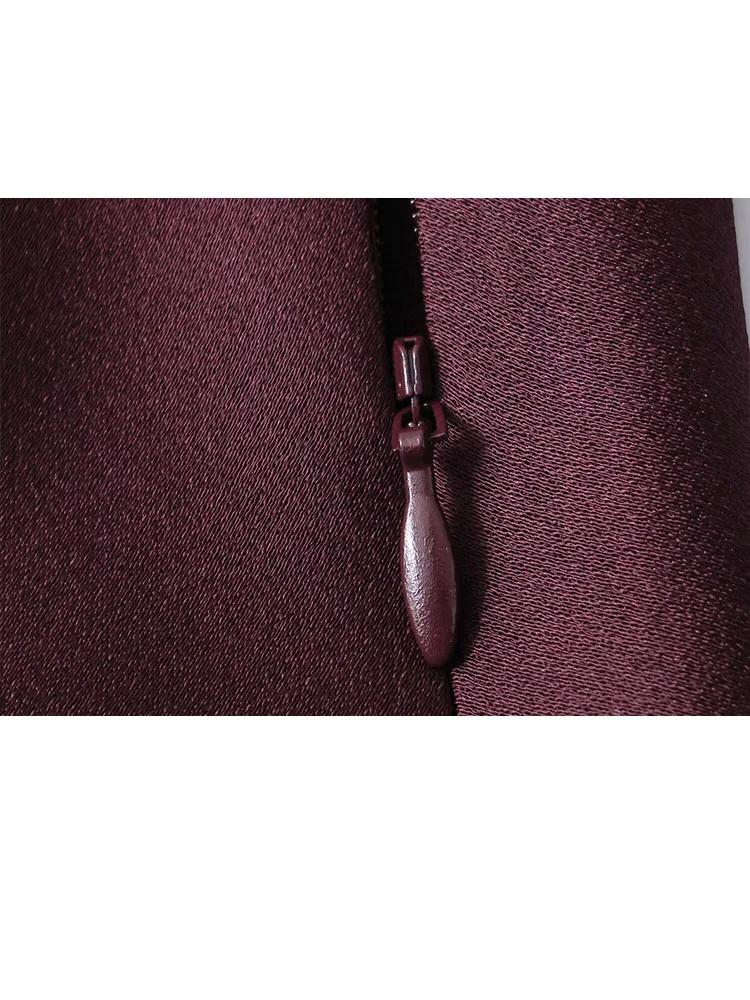 HH المرأة موضة جديدة مزاجه بسيط الحرير وشاح من الساتان فستان طويل الإناث أنيقة الخامس الرقبة ضئيلة طويلة الأكمام ألف خط فستان Mujer #4