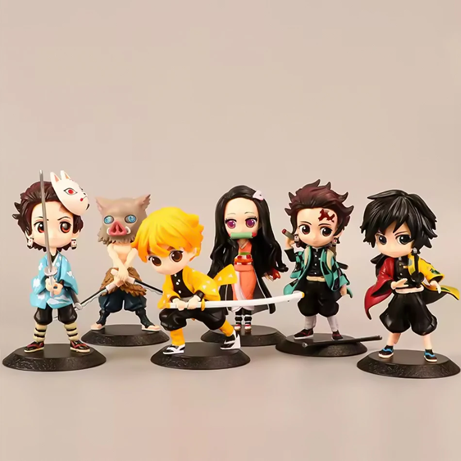 6 قطعة أنيمي شيطان القاتل الشكل كيميتسو نو يابا بولي كلوريد الفينيل Q Posket كامادو تانجيرو كامادو Nezuko Agatsuma لعبة طفل الديكور في الأوراق المالية #5