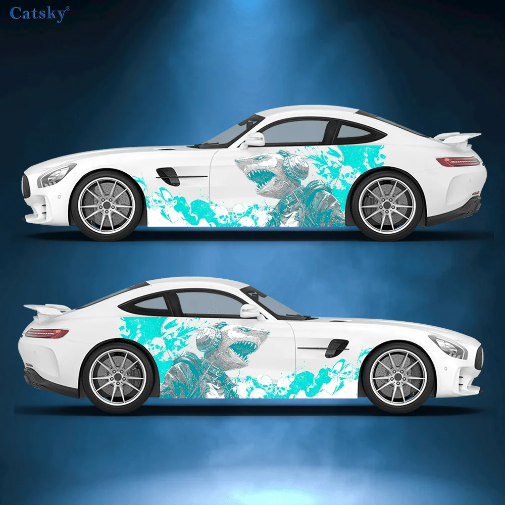 

Наклейка с принтом черепа акулы, прочная, устойчивая к выцветанию, легко устанавливается и снимается - улучшите эстетику вашего автомобиля.